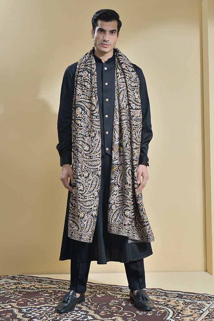 LEATHER KURTA SET WITH NEHRU COAT