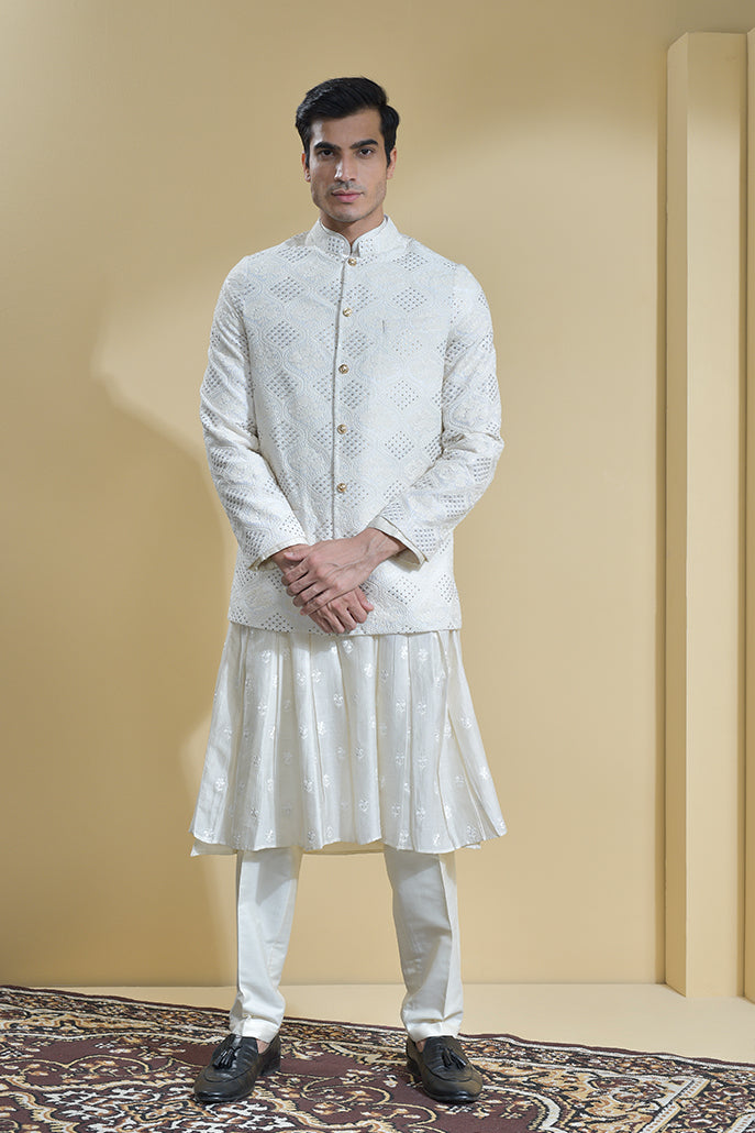 VANILLA KURTA SET WITH BANDHGALA COAT