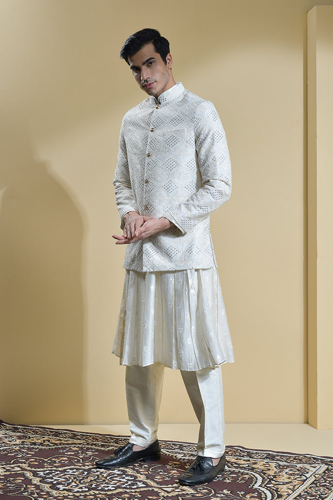 VANILLA KURTA SET WITH BANDHGALA COAT